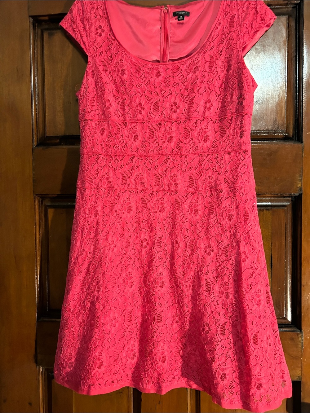 Ann Taylor Hot Pink Lace Fit-and-Flare Dress